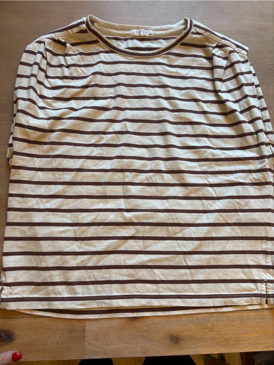 rag & bone Tops - rag & bone Cream and Brown Striped Short Sleeve Tee
